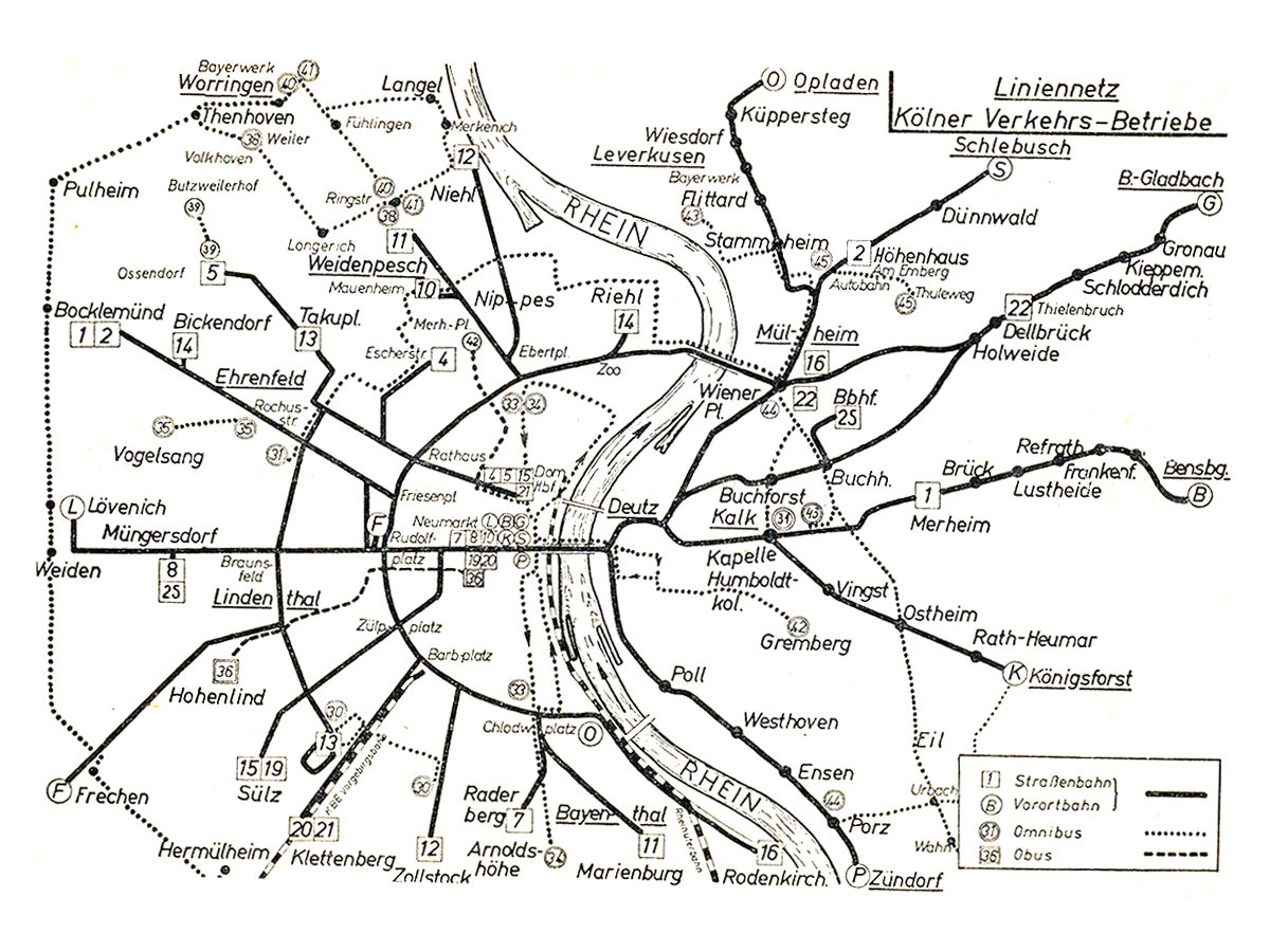 Historischer Liniennetzplan von 1951
