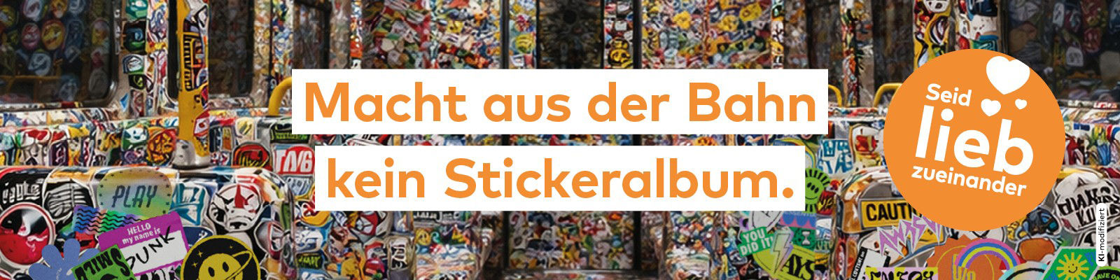Kampagnenmotiv - Mach aus der Bahn keine Stickeralbum - KI generiert